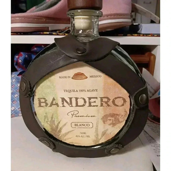 BANDERO Other - Bandero Premium Blanco Tequila Empty Bottle Leather Wrap 750ml Cantina Style